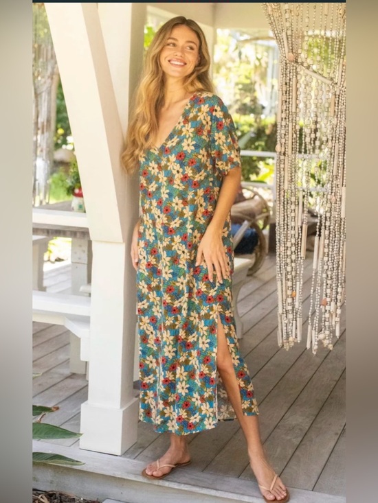 NATURAL LIFE Dresses & Skirts - NWT Natural Life Claire Floral Maxi Dress Blue Cream Boho Cottagecore Large